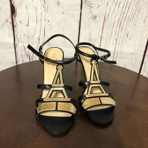Kate Spade Black and Gold Women's Gladiator wedge Sandals 7.5 never been worn